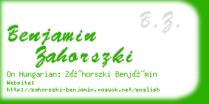 benjamin zahorszki business card